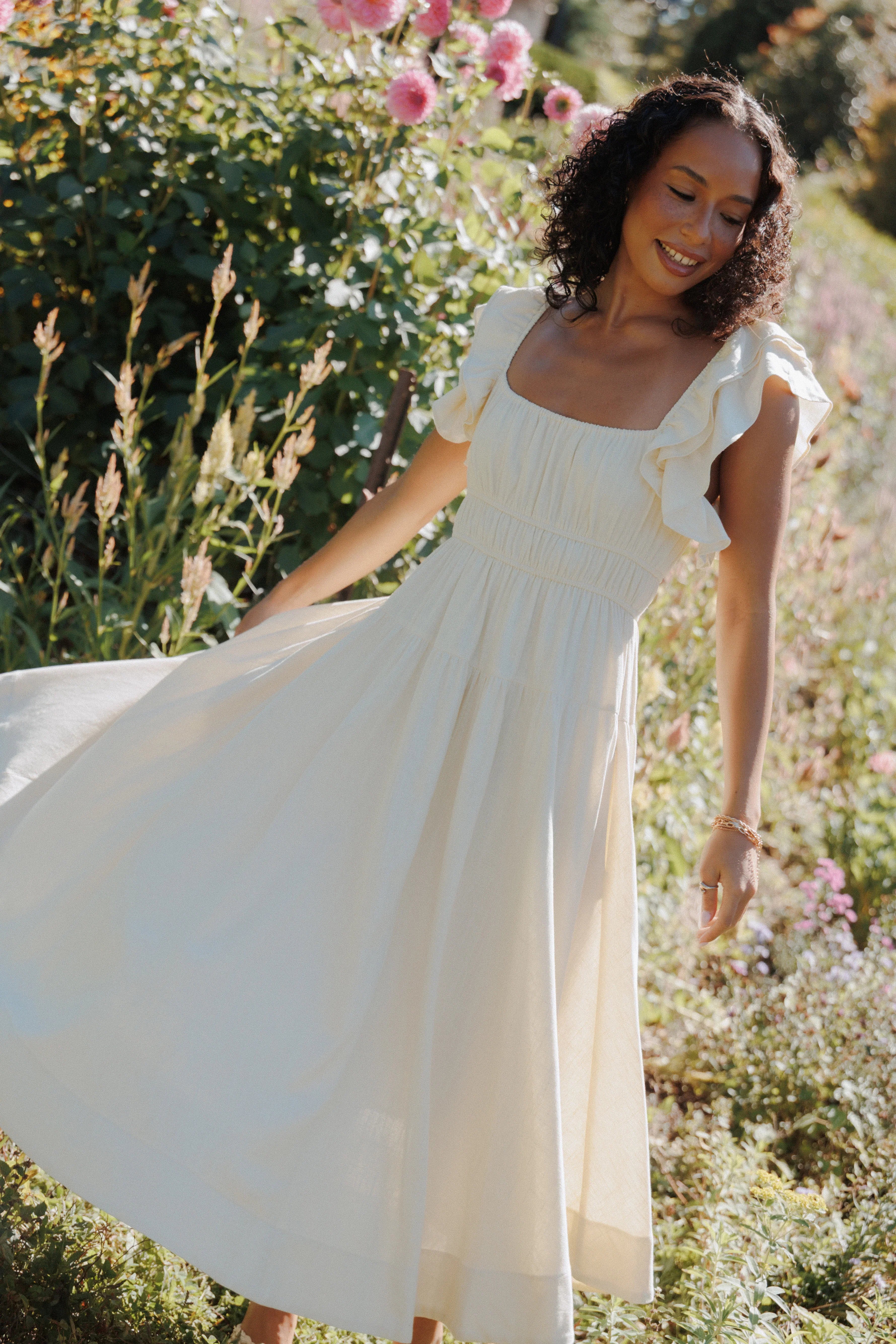 Linda Midi Dress Butter Yellow