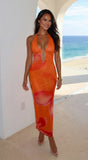 Azariya Floral Plunge Cutout Maxi Dress Orange