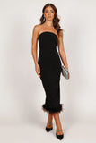 Clara Feather Trim Midi Dress Black