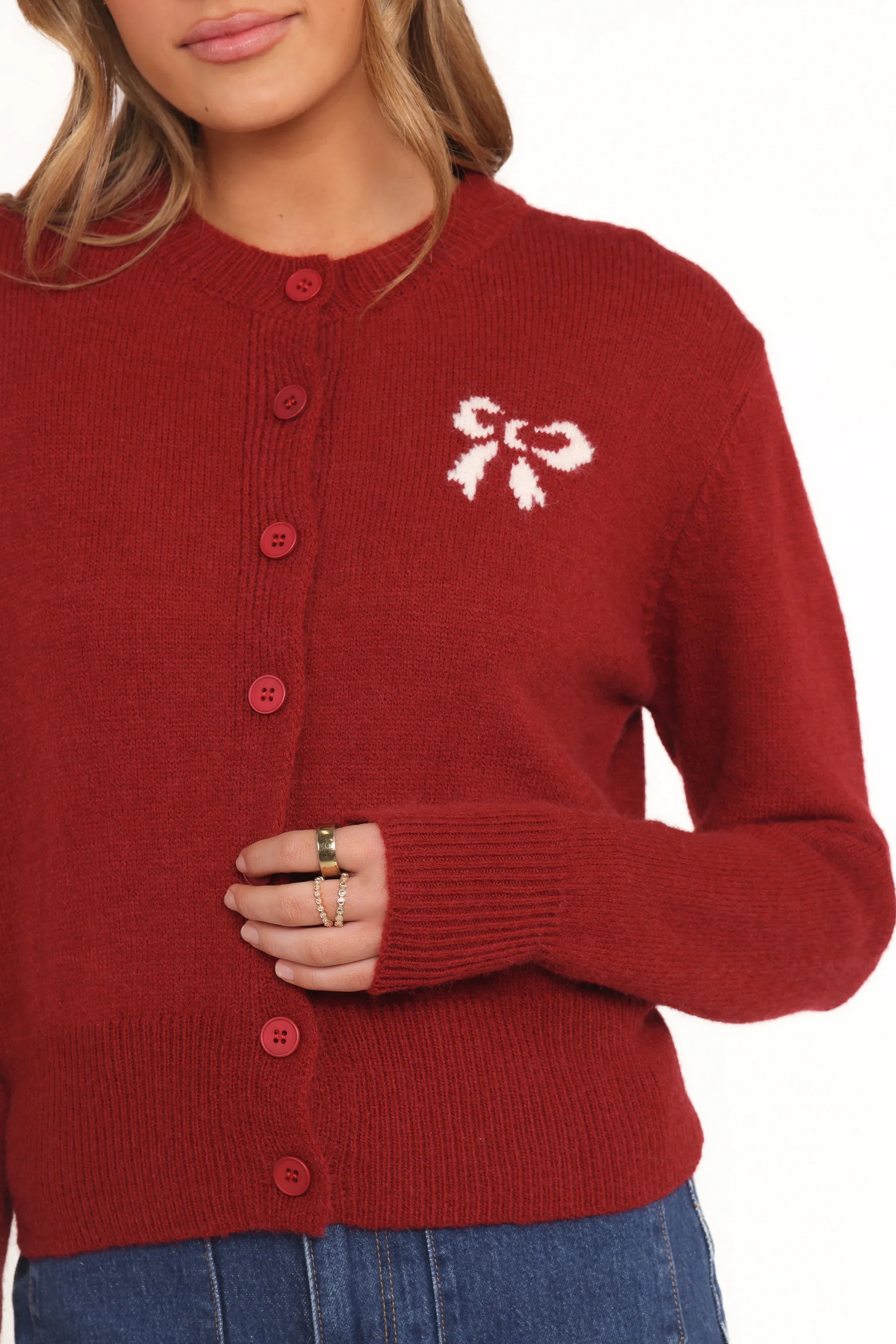 Middleton Mini Bow Cardigan Wine