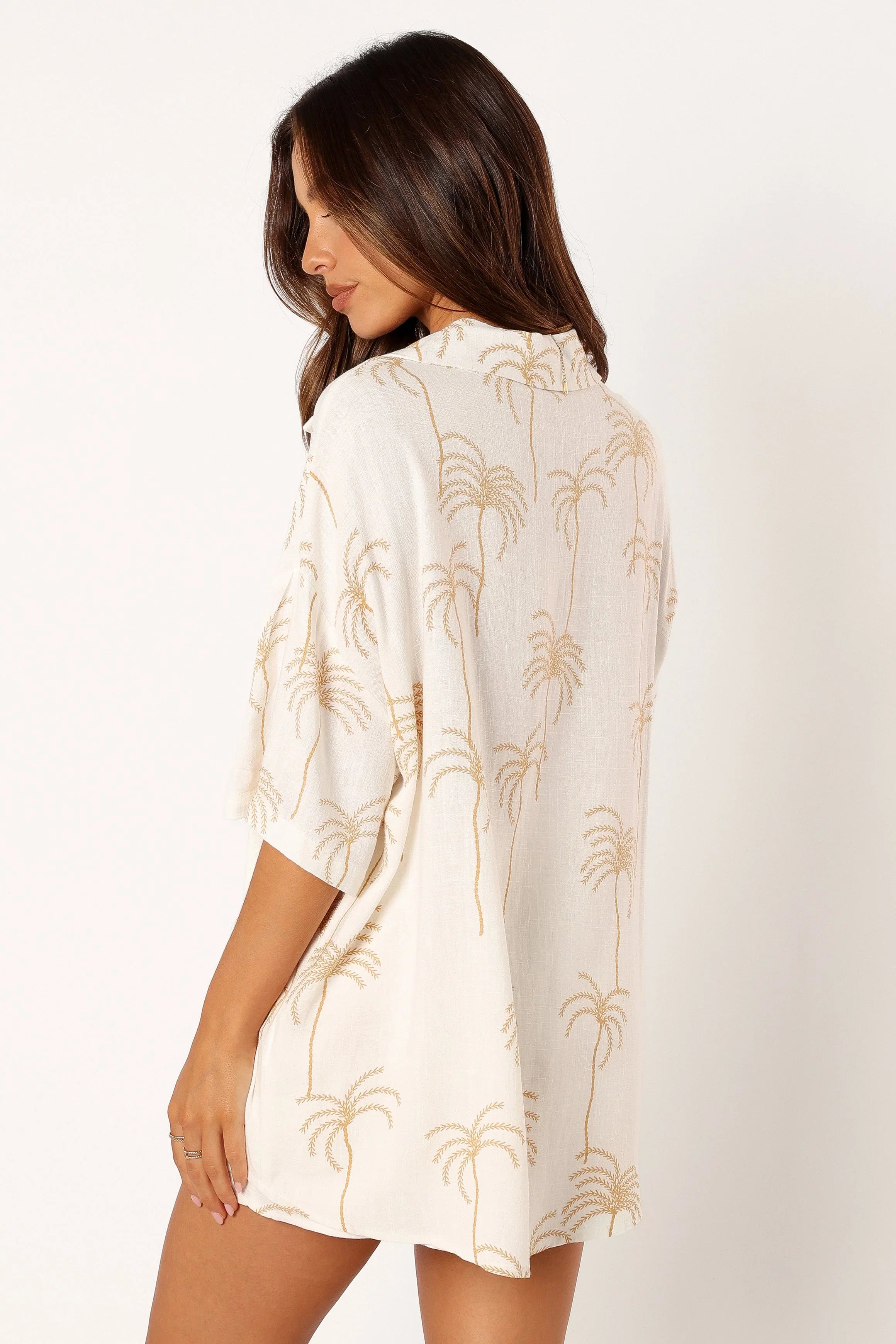 Amira Short Sleeve Shirt Palm Print