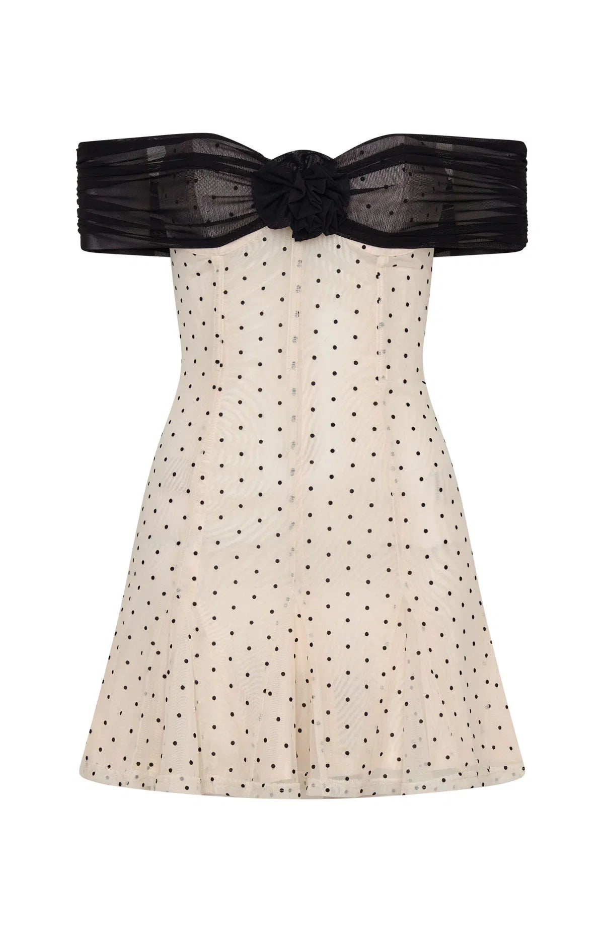 Bliss Mode Mini Dress Cream Black Polka Dot