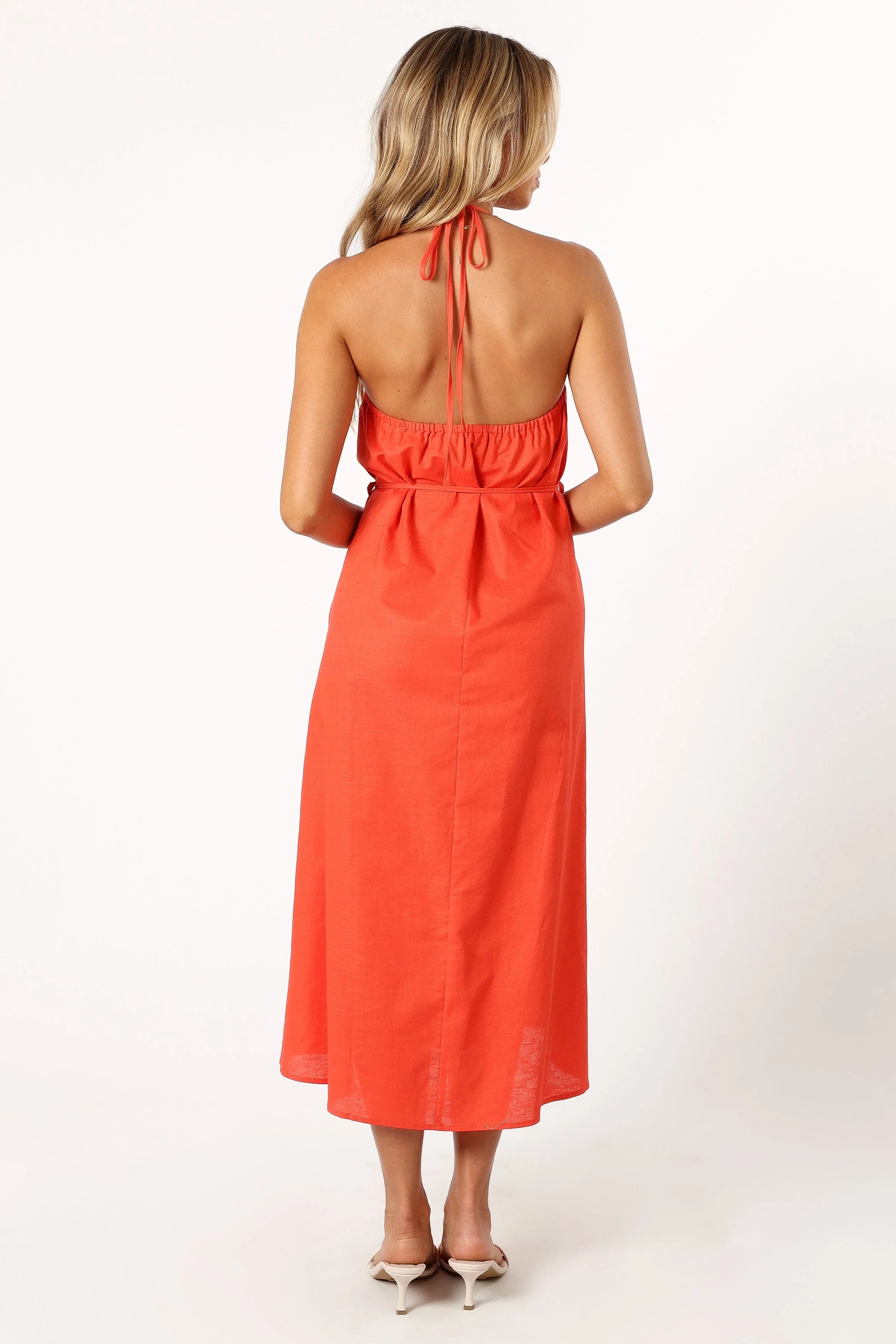 Nadine Halterneck Midi Dress Coral