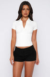 Get Back Up Short Sleeve Polo Top Off White