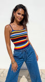 Havana Stripe Knit Cami Top Blue Multi