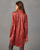 Style Era Satin Paisley Mini Shirt Dress