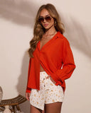 Estellah Linen Blend Button Down Top