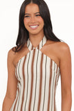 Katherine Midi Dress Brown Stripe