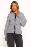 Neri Bow Tie Front Cardigan Grey