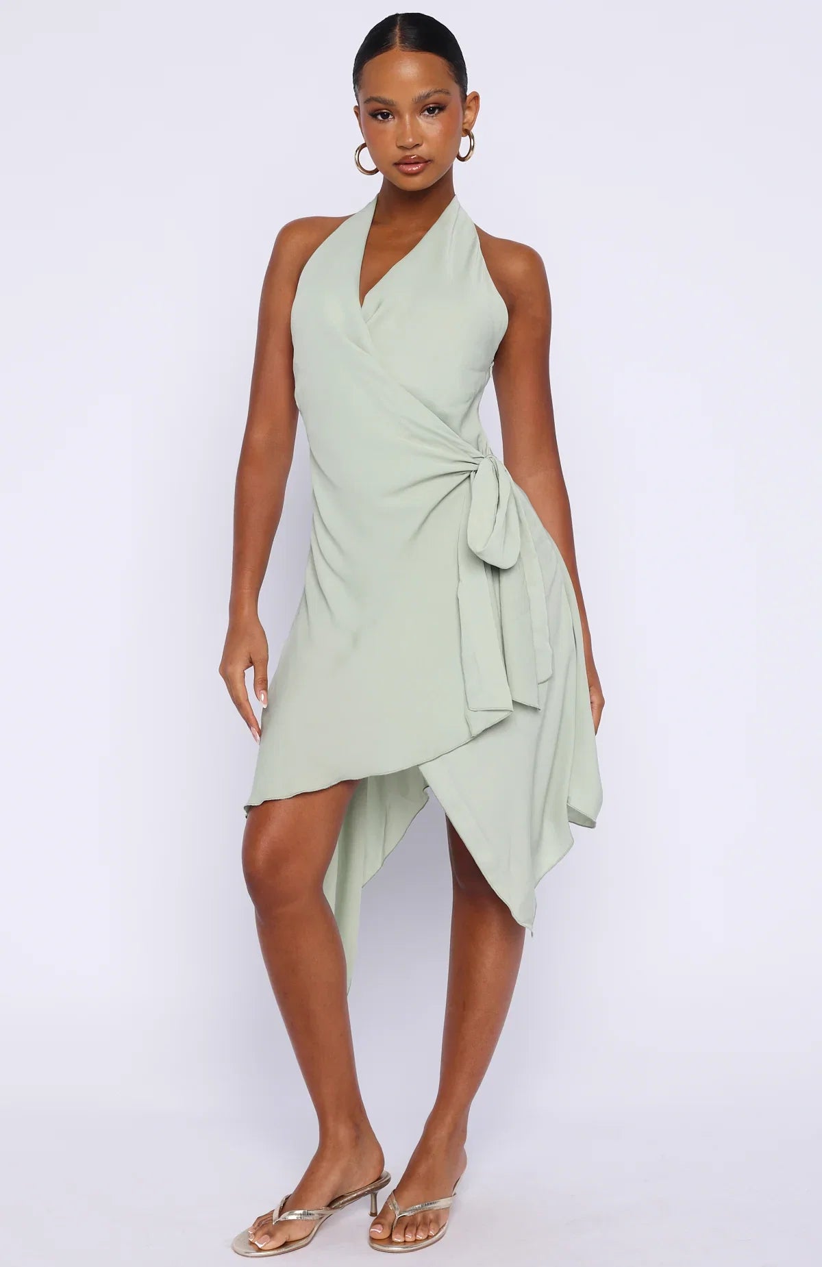 Reminiscing Halter Midi Dress Mint