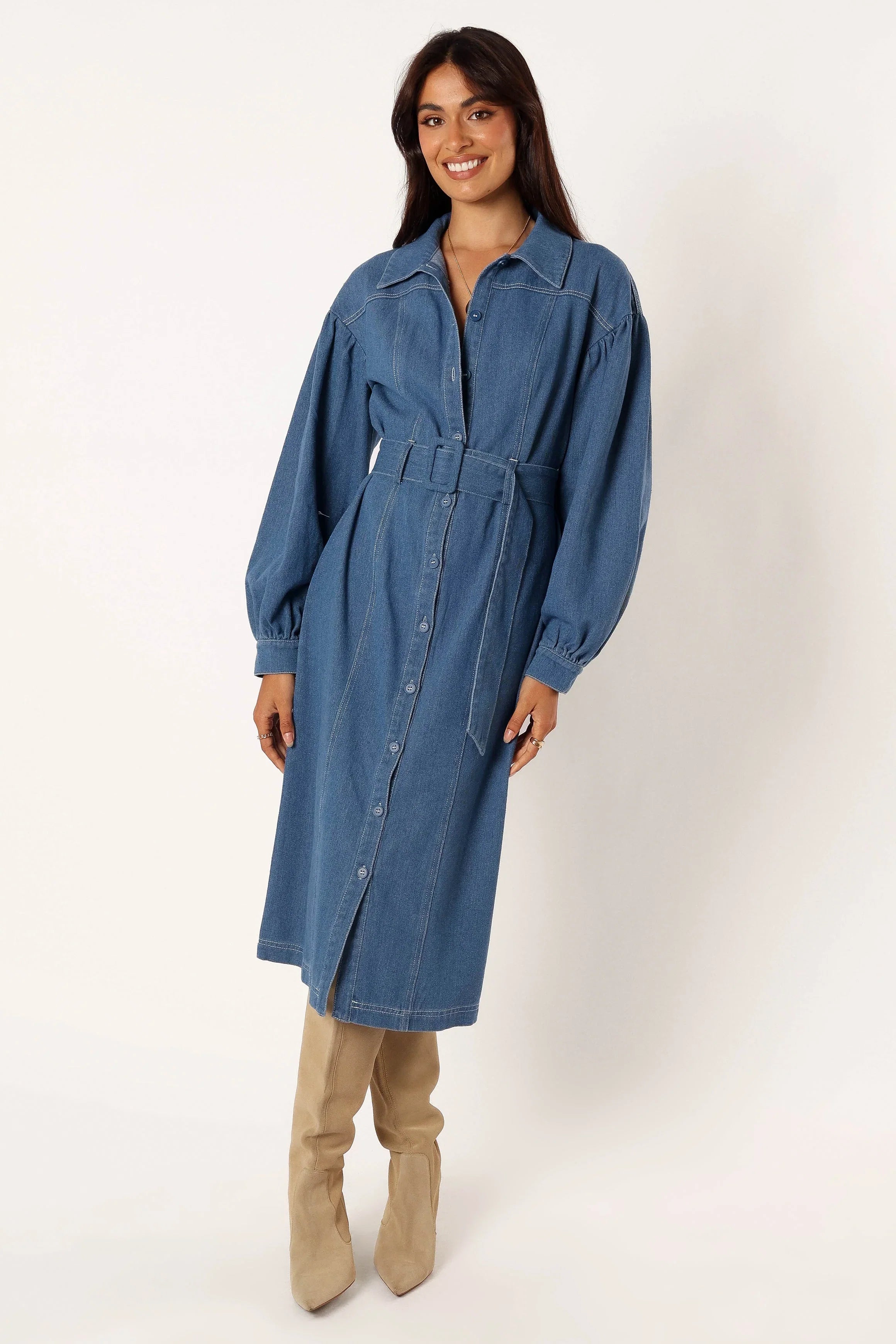 Kocoa Long Sleeve Midi Dress Denim