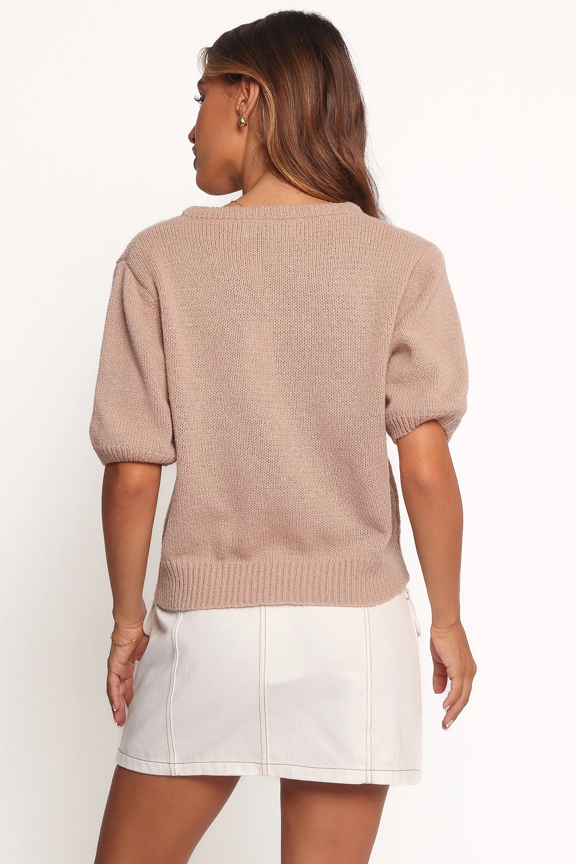 Koskie Tie Knit Top Taupe
