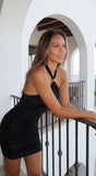 Islaya Halter Ruched Mini Dress Black