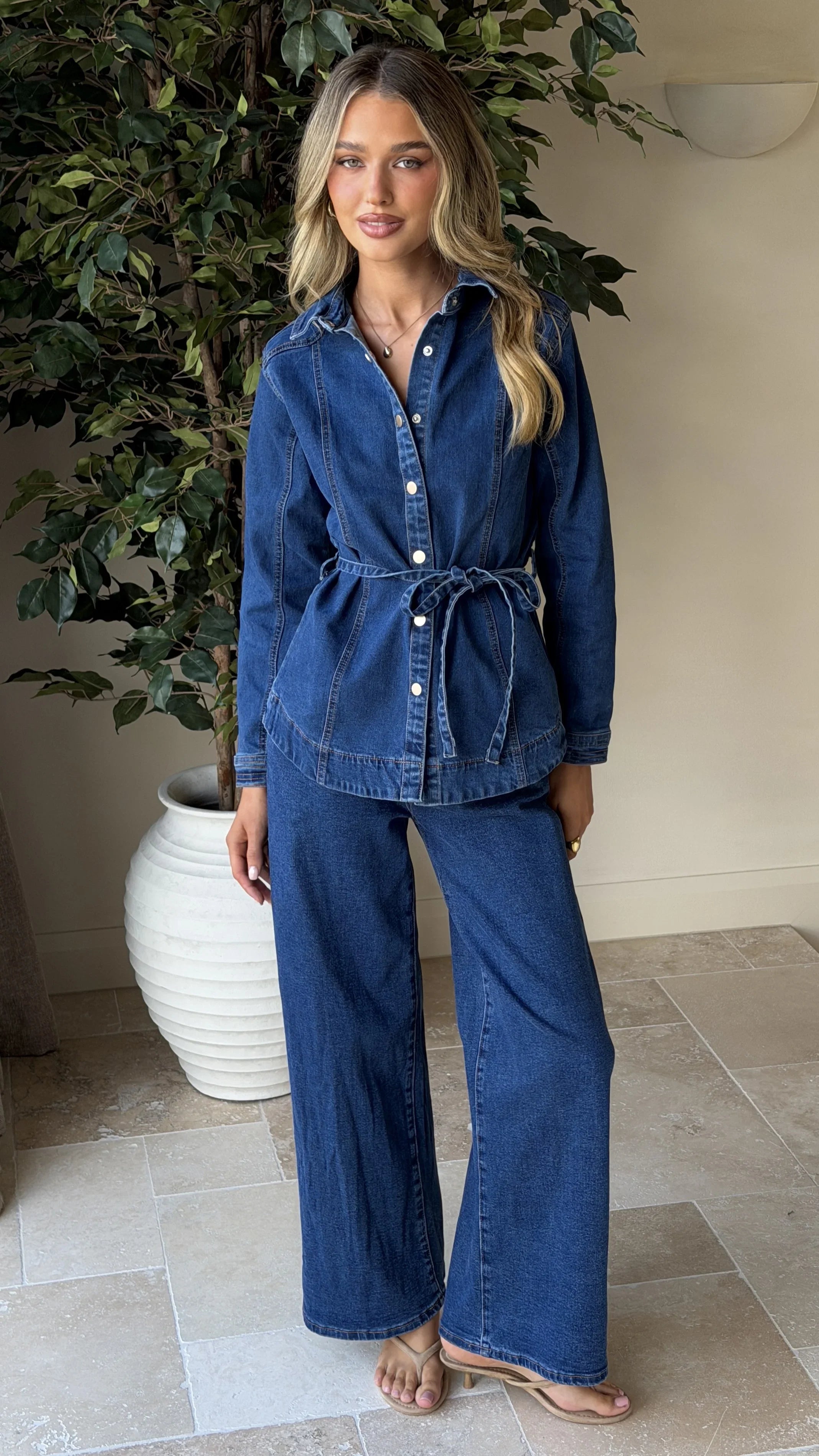 Nyra Wide Leg Jeans Dark Denim