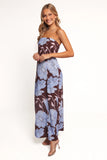 Ottavia Strapless Maxi Dress Blue Poppies
