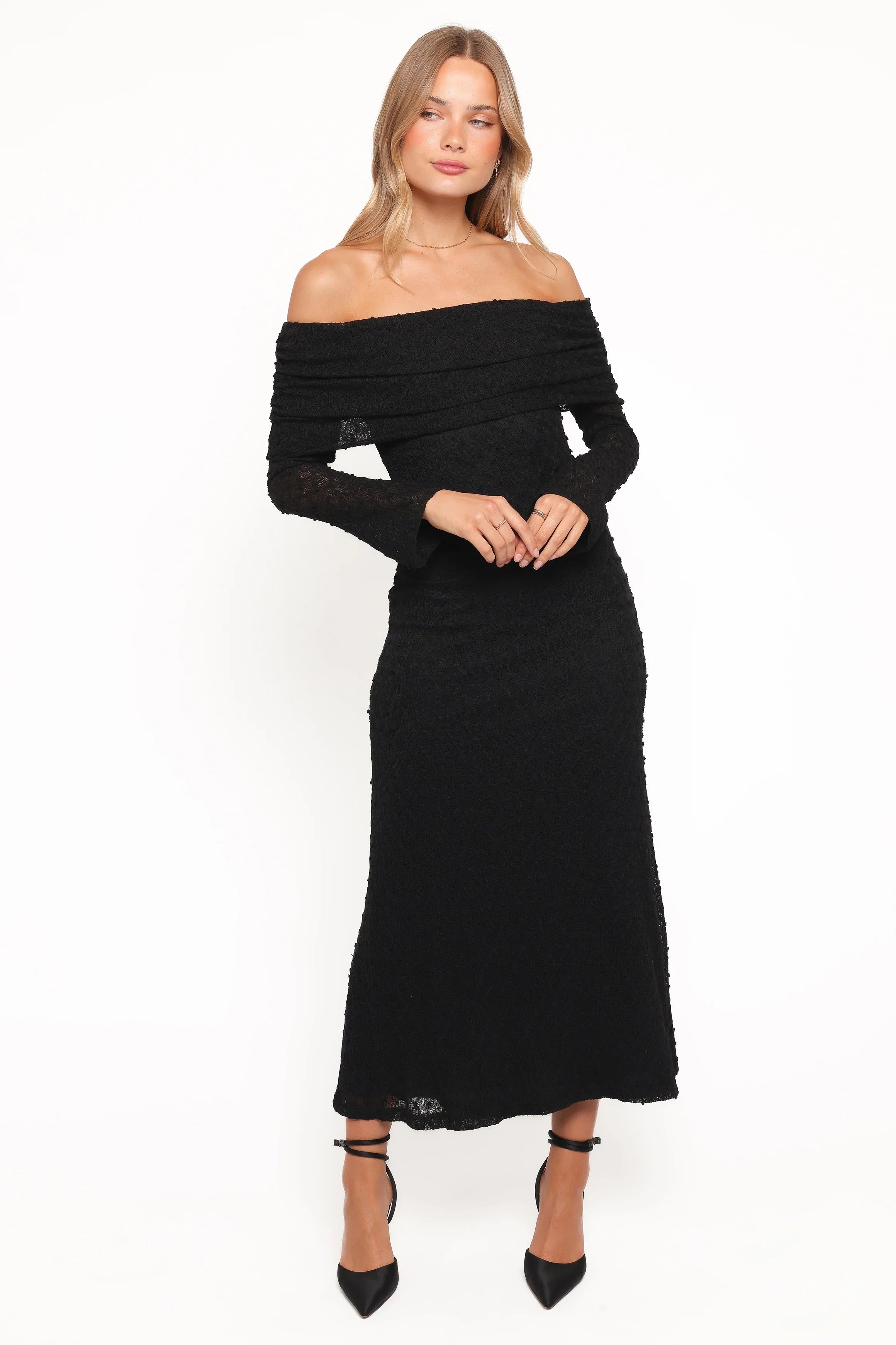 Wilma Off Shoulder Dress Black