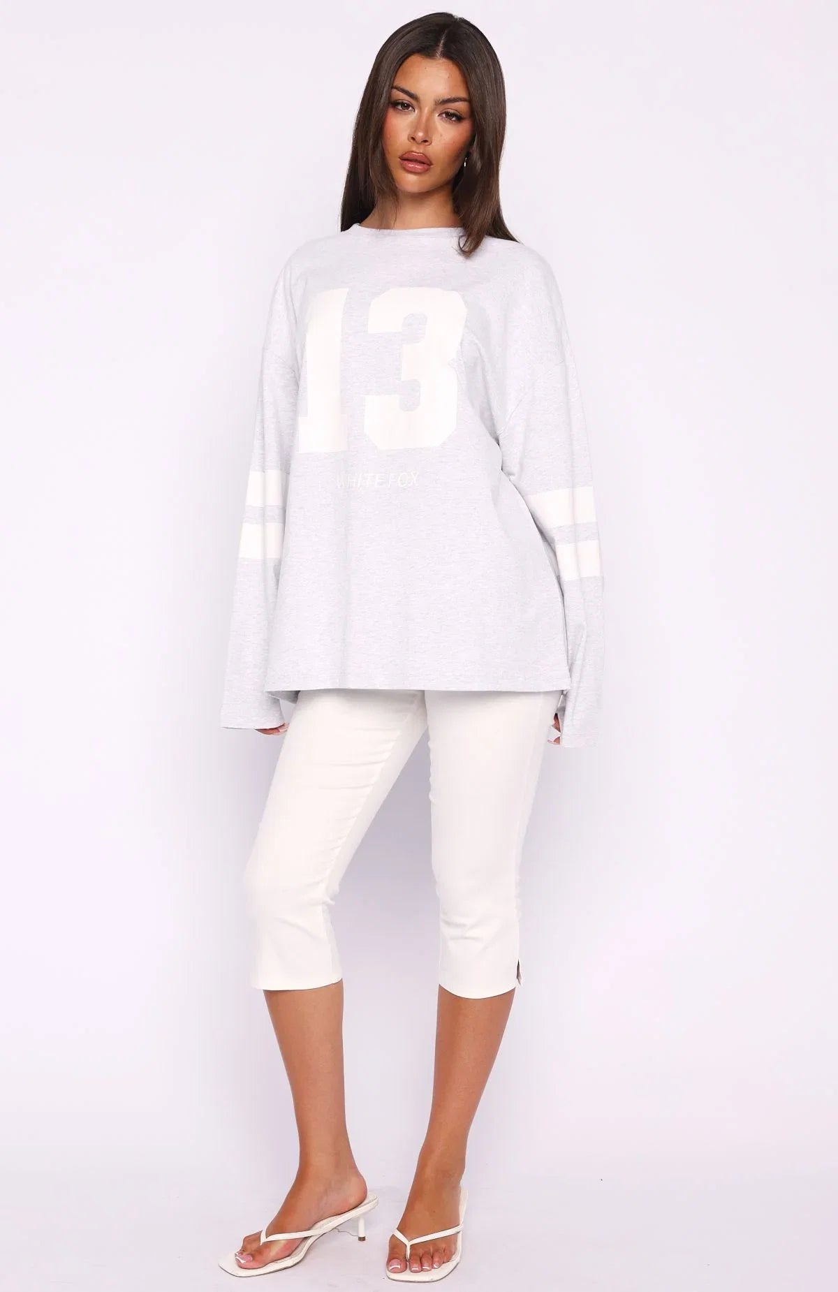 Playing Ball Oversized Long Sleeve Tee Grey Marle