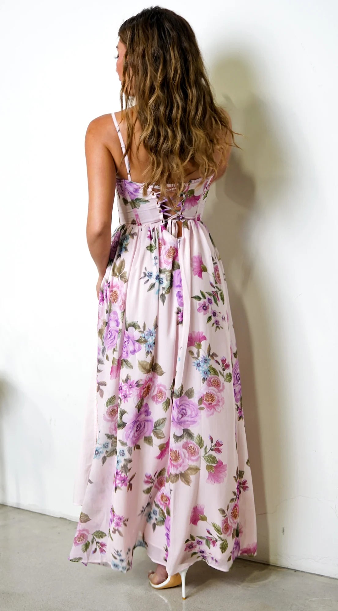 Sunlit Meadow Floral Maxi Dress Lilac