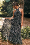 Lennon Halterneck Maxi Dress Black Floral
