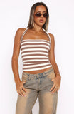 Tropic Dream Halter Top Chocolate Cream Stripe