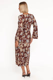 Morena Long Sleeve Midi Dress Brown Floral