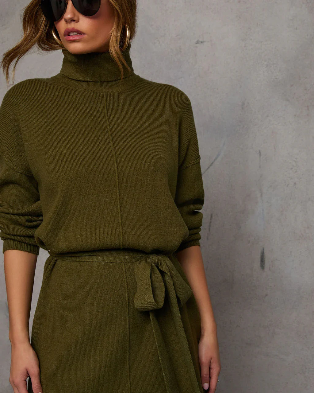 Marsella Tie Waist Mini Sweater Dress