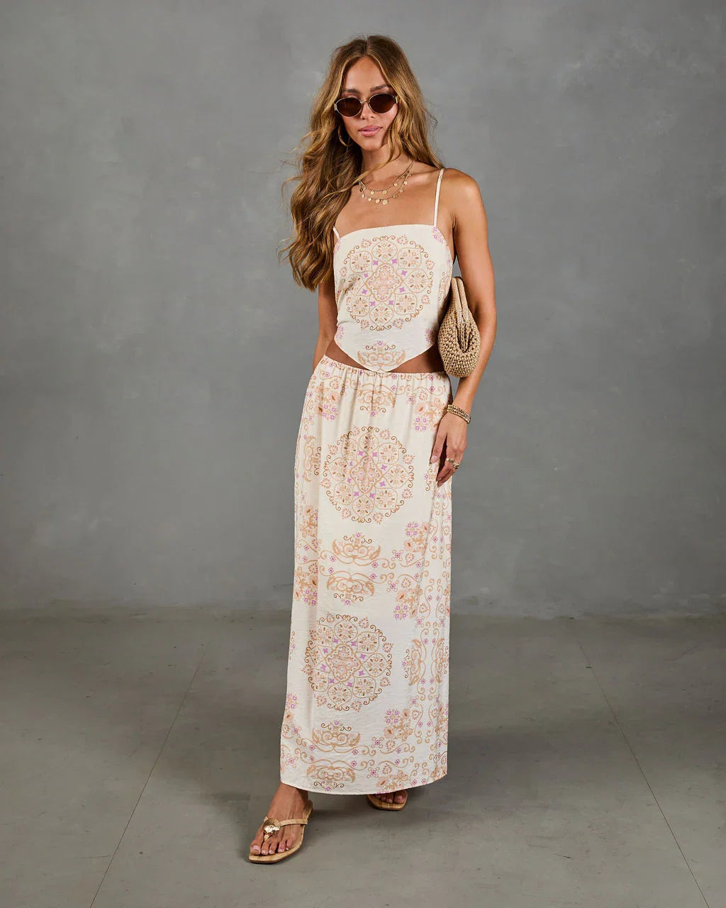 Hardin Abstract Mandala Print Maxi Skirt