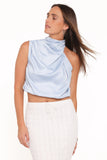 Cinzia One Shoulder Top Blue