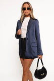 Williams Single Button Matte Satin Blazer Navy