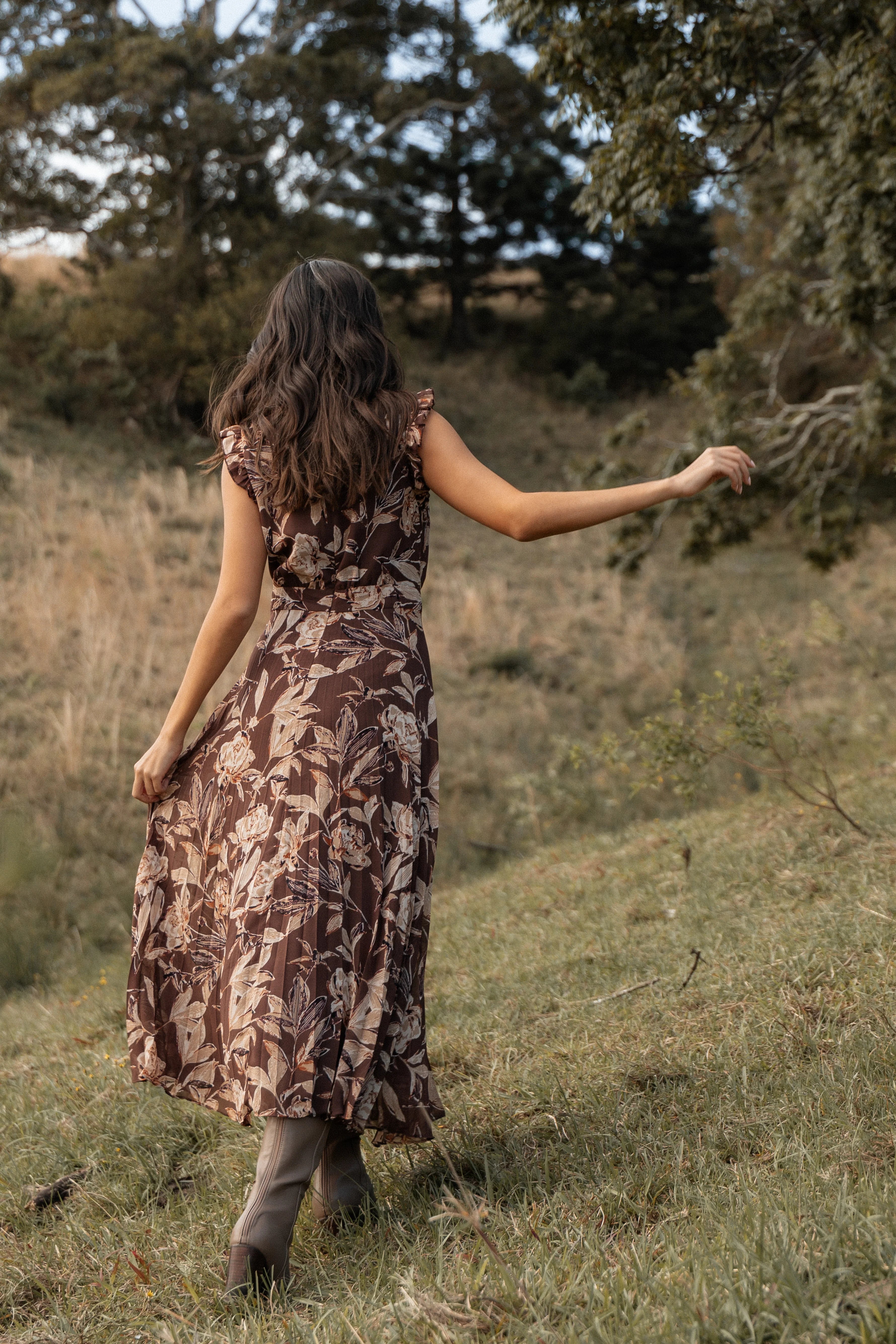 Delphine Maxi Dress Brown Floral