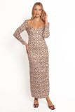 Gisella Long Sleeve Midi Brown Floral