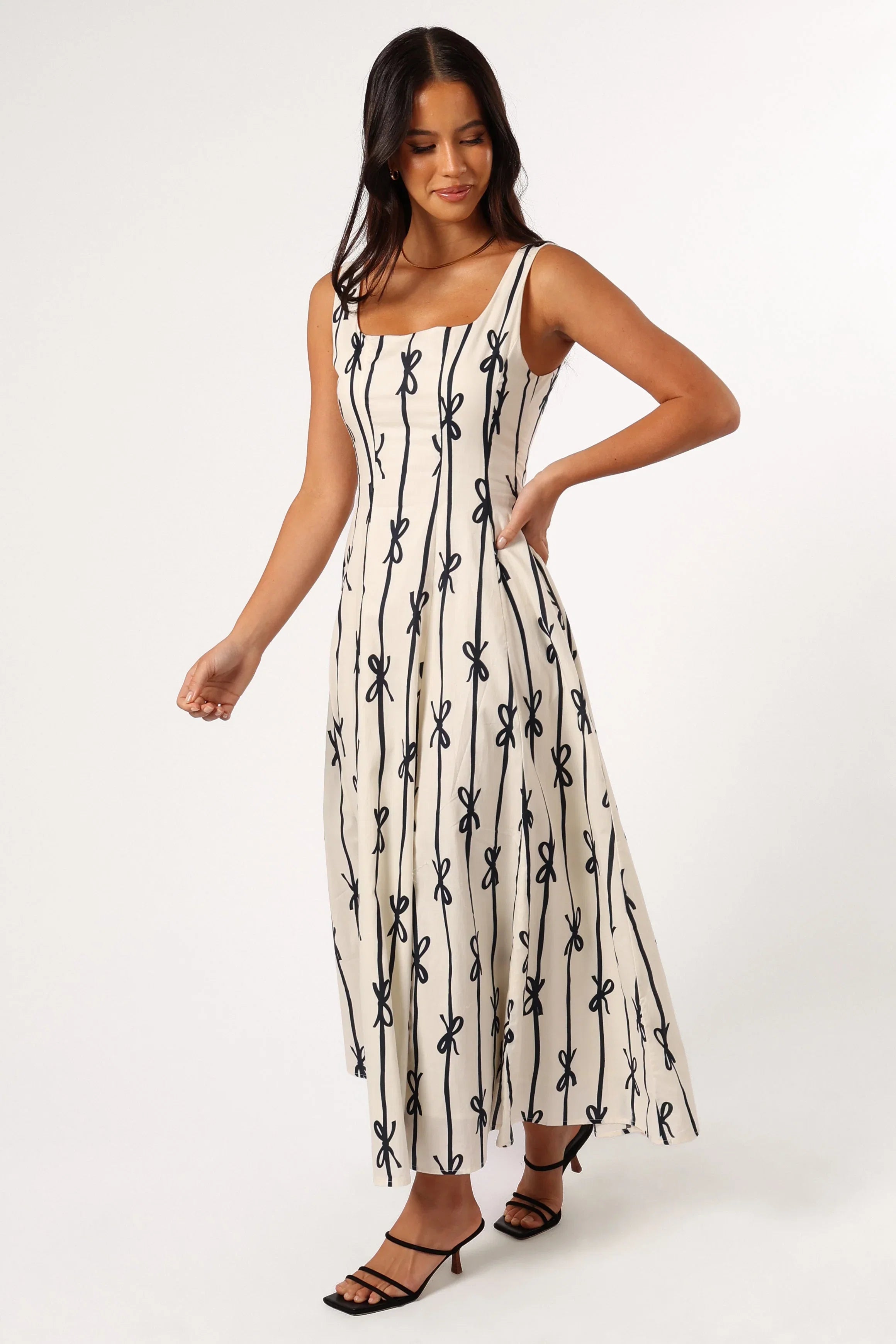 Elise Midi Bow Dress Cream
