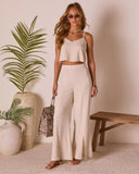Kimora Linen Faux Pearl Trim Top
