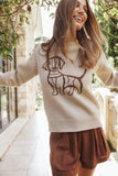Amber Dachshund Sweater Beige