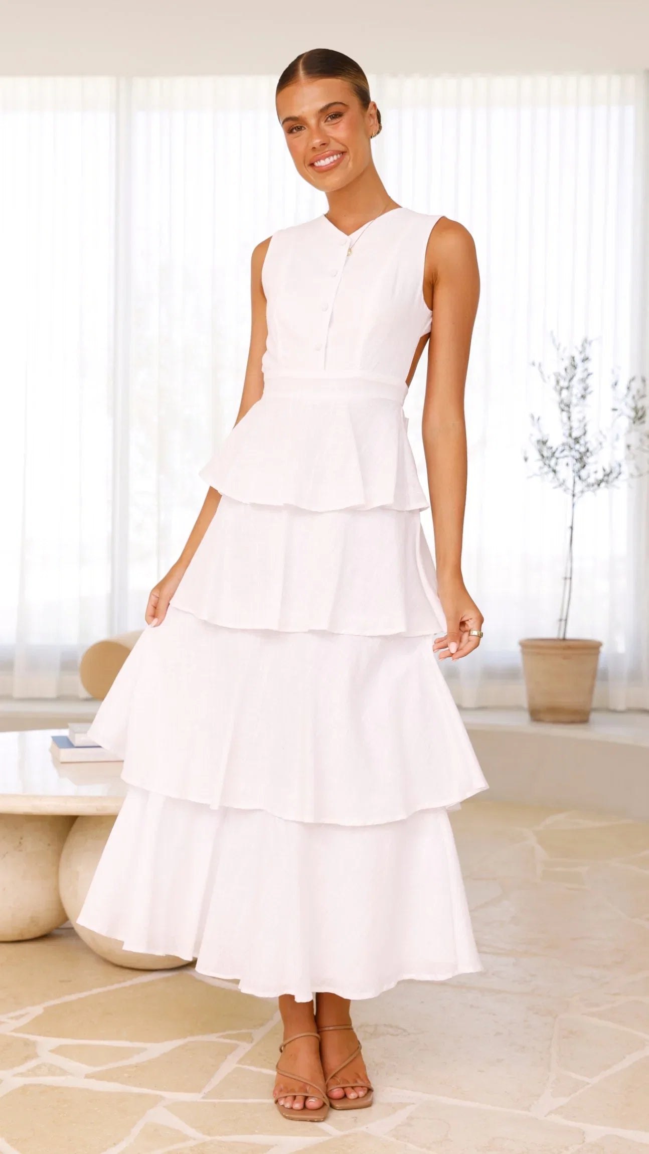 Anastasia Backless Maxi Dress White