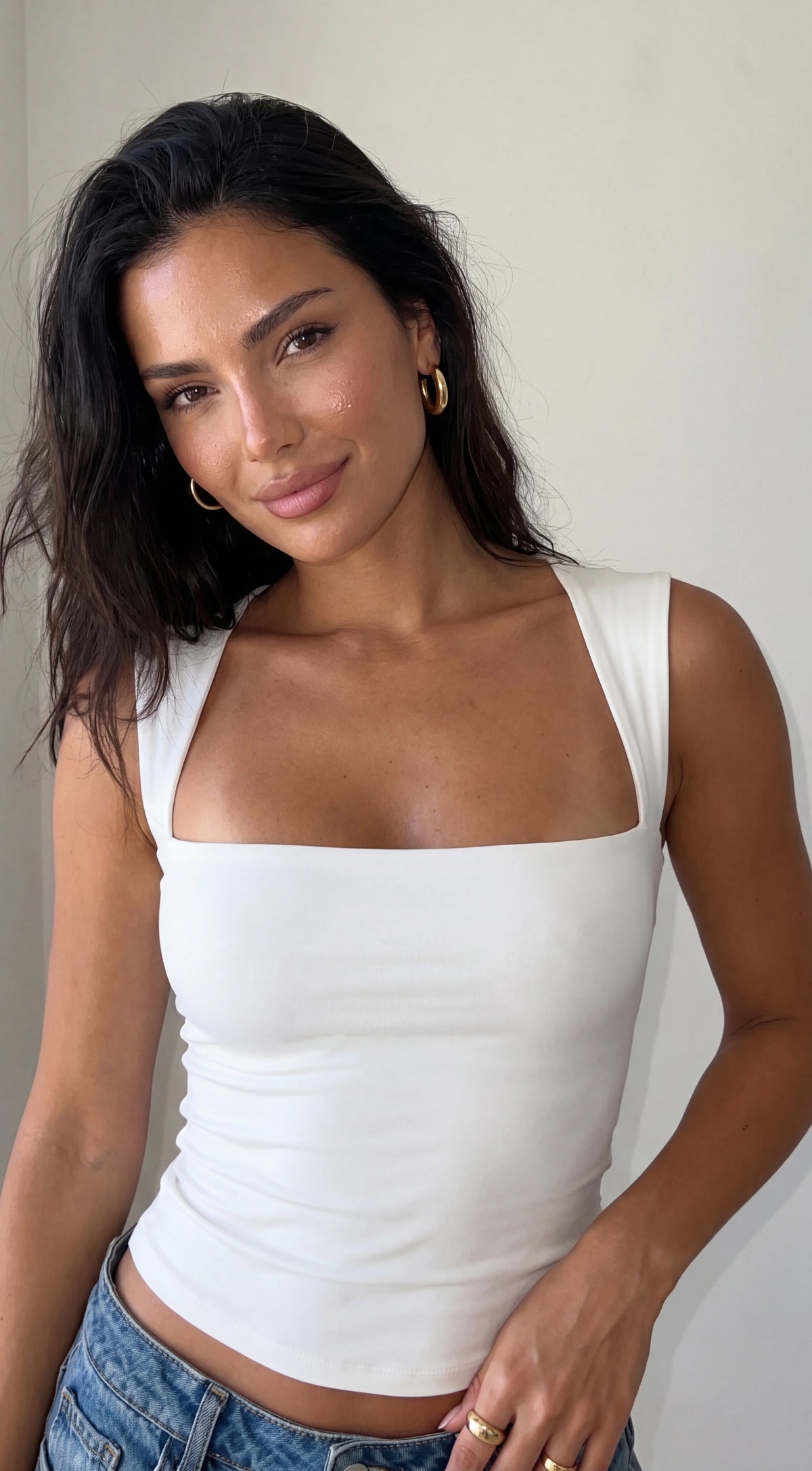 Sutton Square Neck Butter Soft Top Off White
