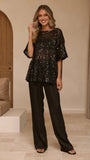 Varni Oversized Sequins Tee Black