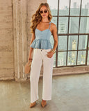 Avantie Denim Peplum Top