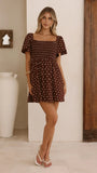 Molly Mini Dress Chocolate Nude Spot
