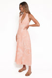 Sierra Wrap Midi Dress Peach Floral