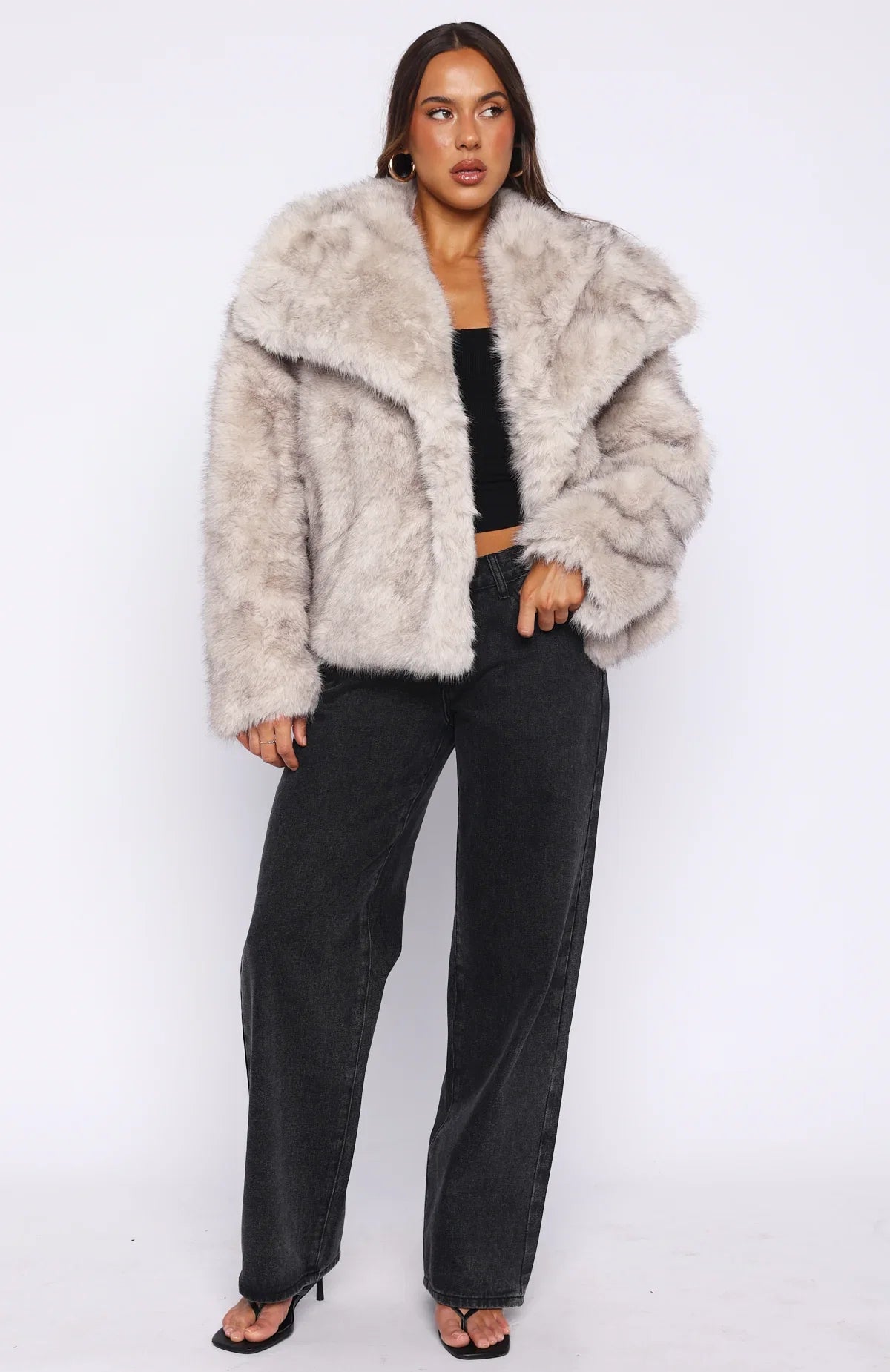 Dirty Martini Faux Fur Jacket Smokey Taupe