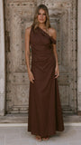 Larissa One Shoulder Maxi Dress Brown