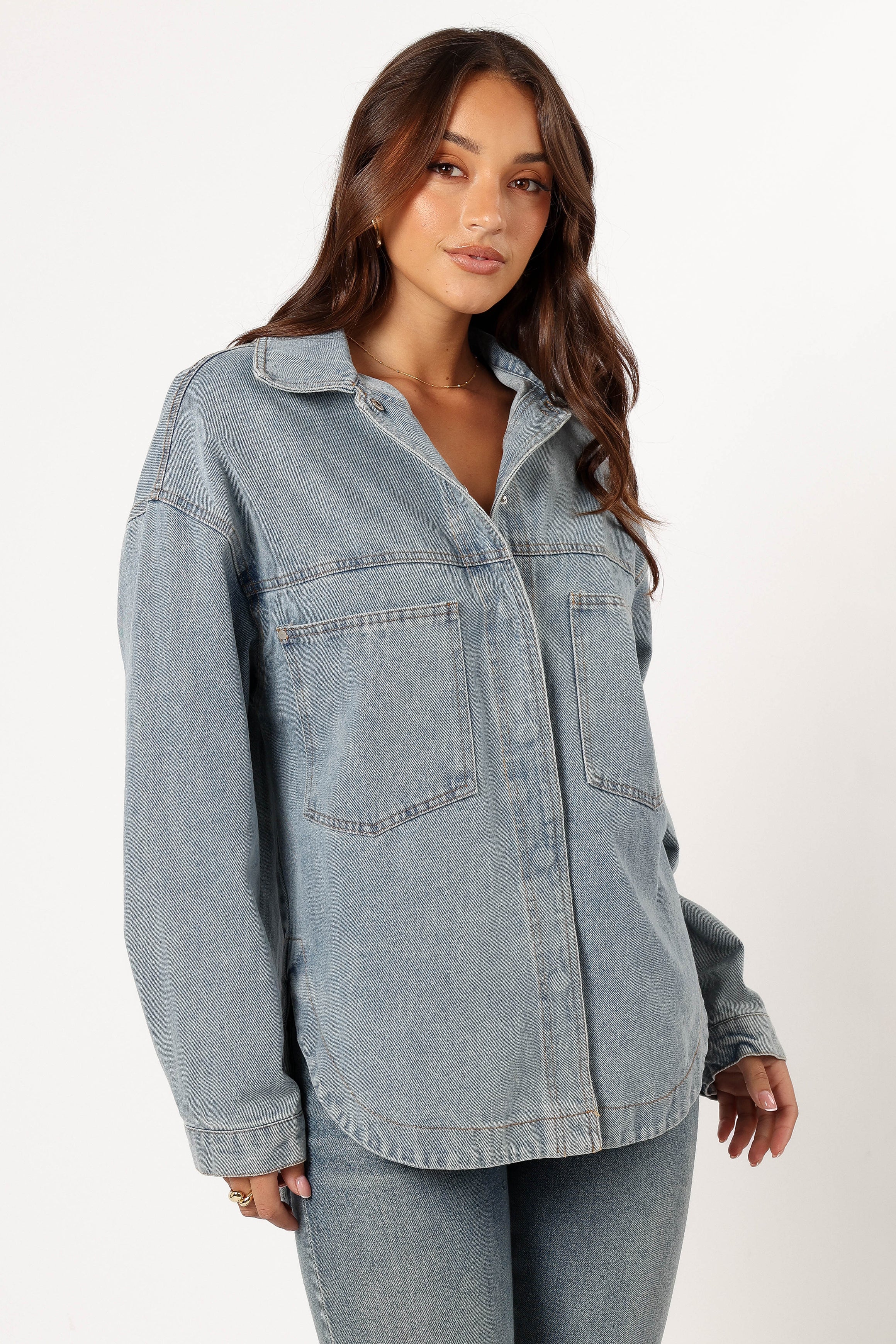 Cassie Oversized Denim Shacket Blue