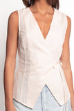 Vanni Wrap Front Linen Top Cream