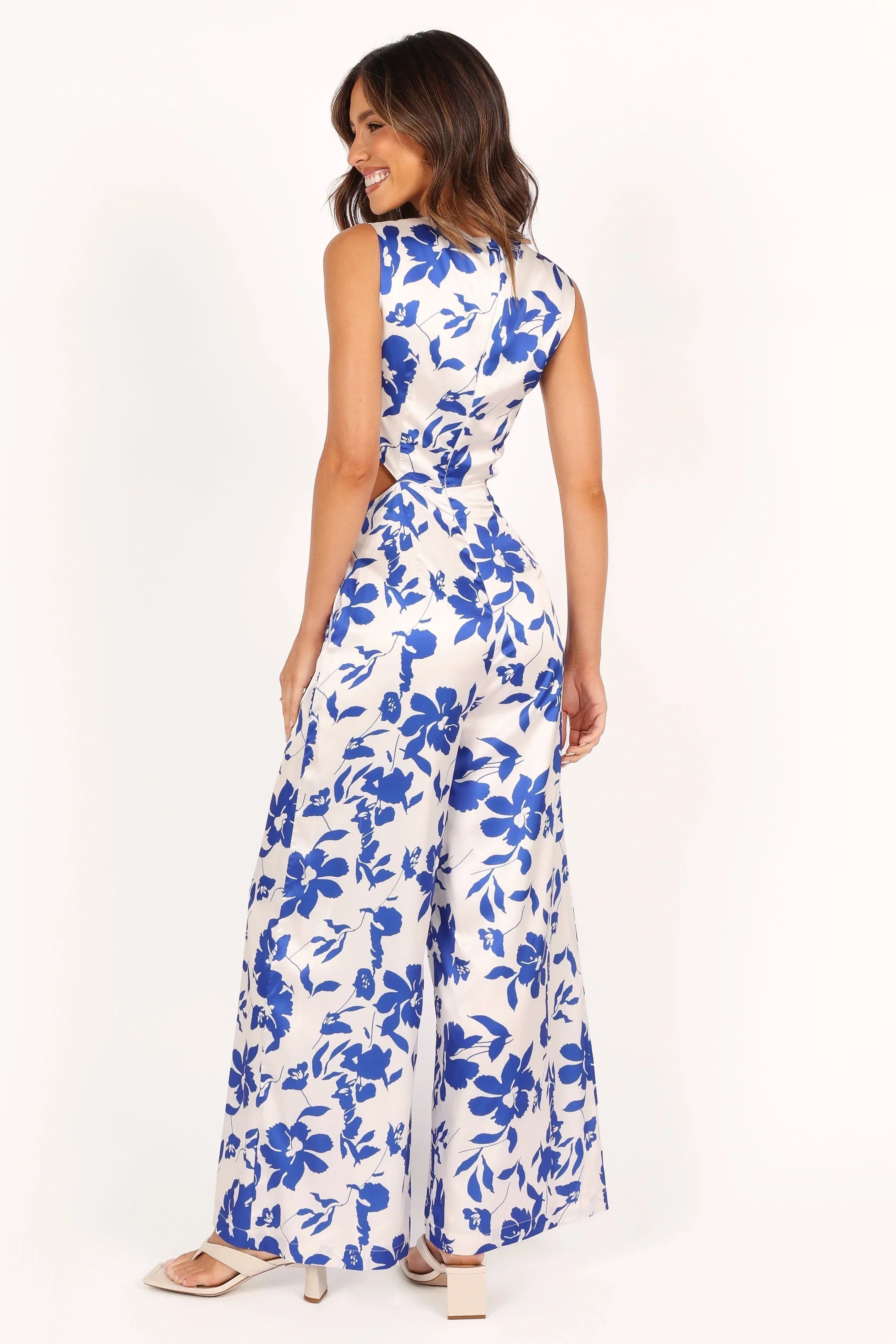 Lulu Wrap Front Jumpsuit Blue Floral