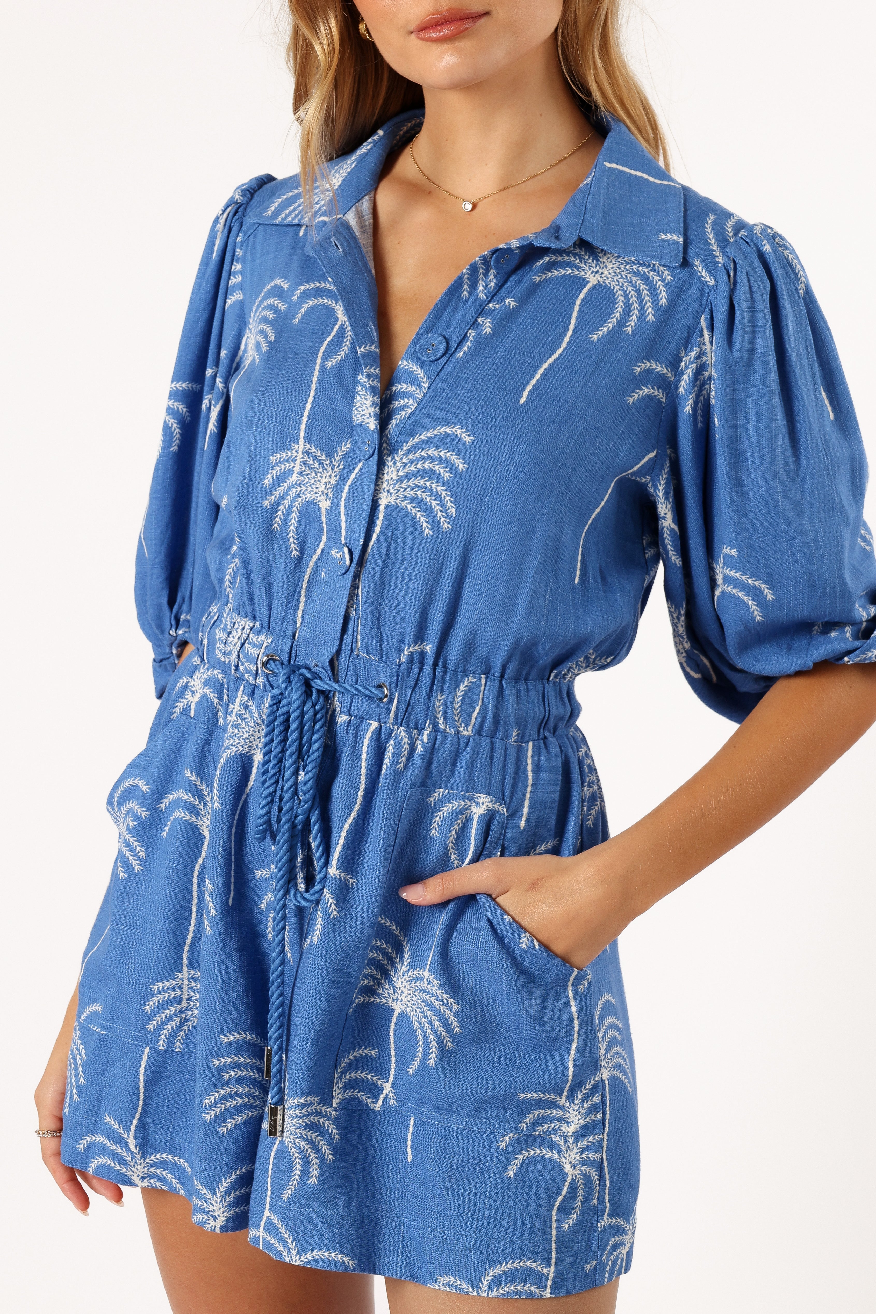 Gina Romper Blue Print
