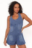 Paityn Denim Romper Dark Wash