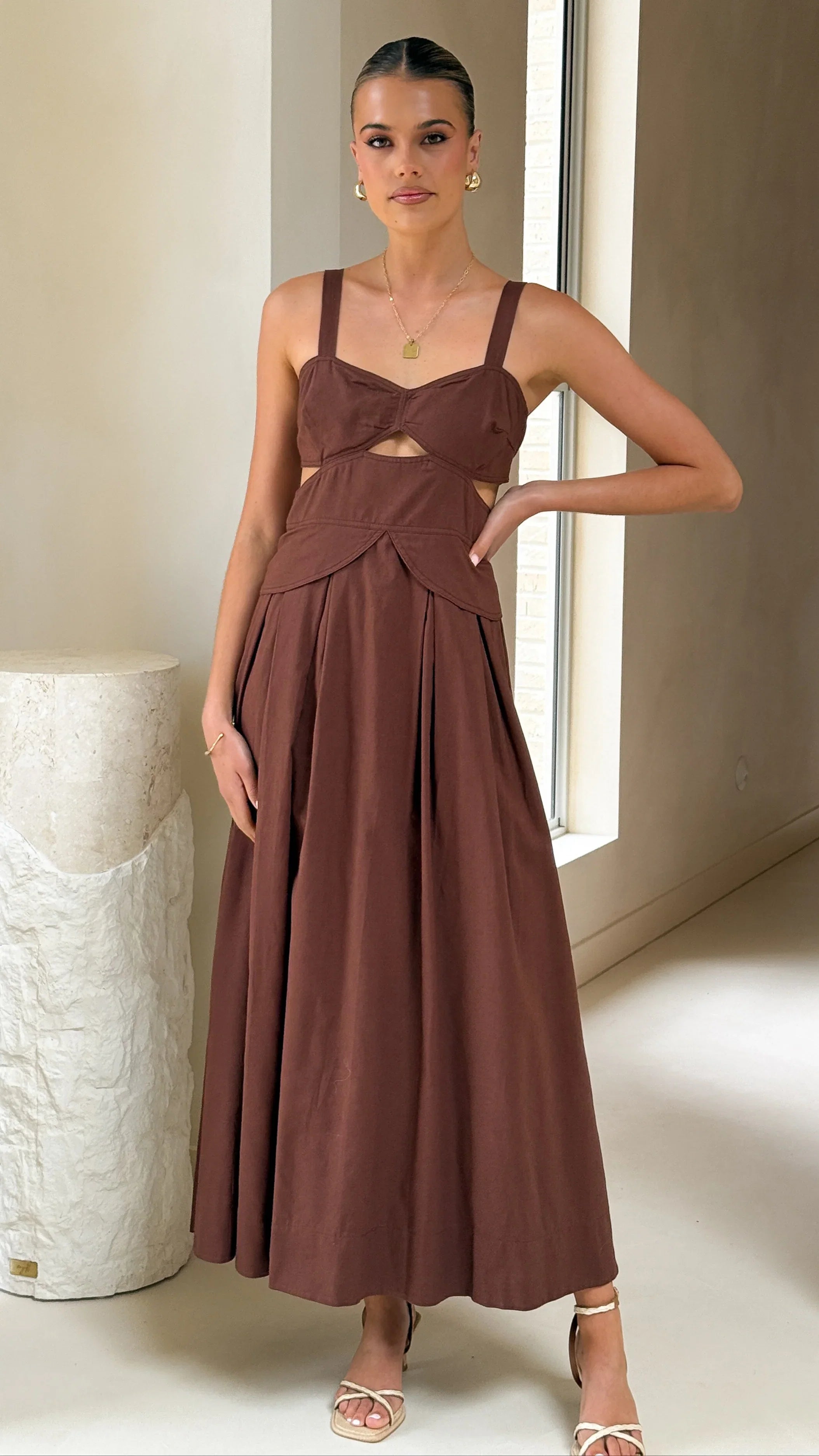 Harleigh Midi Dress Brown