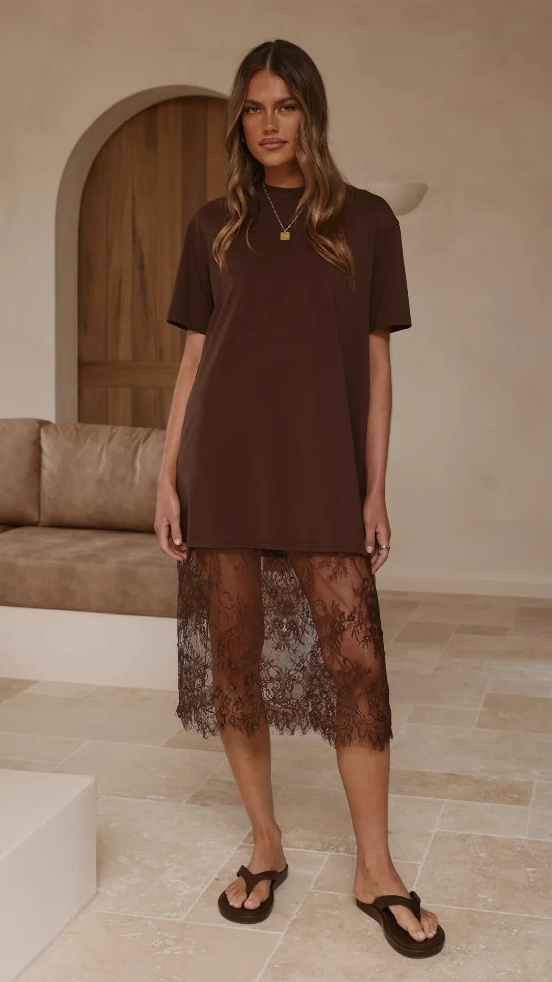 Danika T Shirt Midi Dress Chocolate