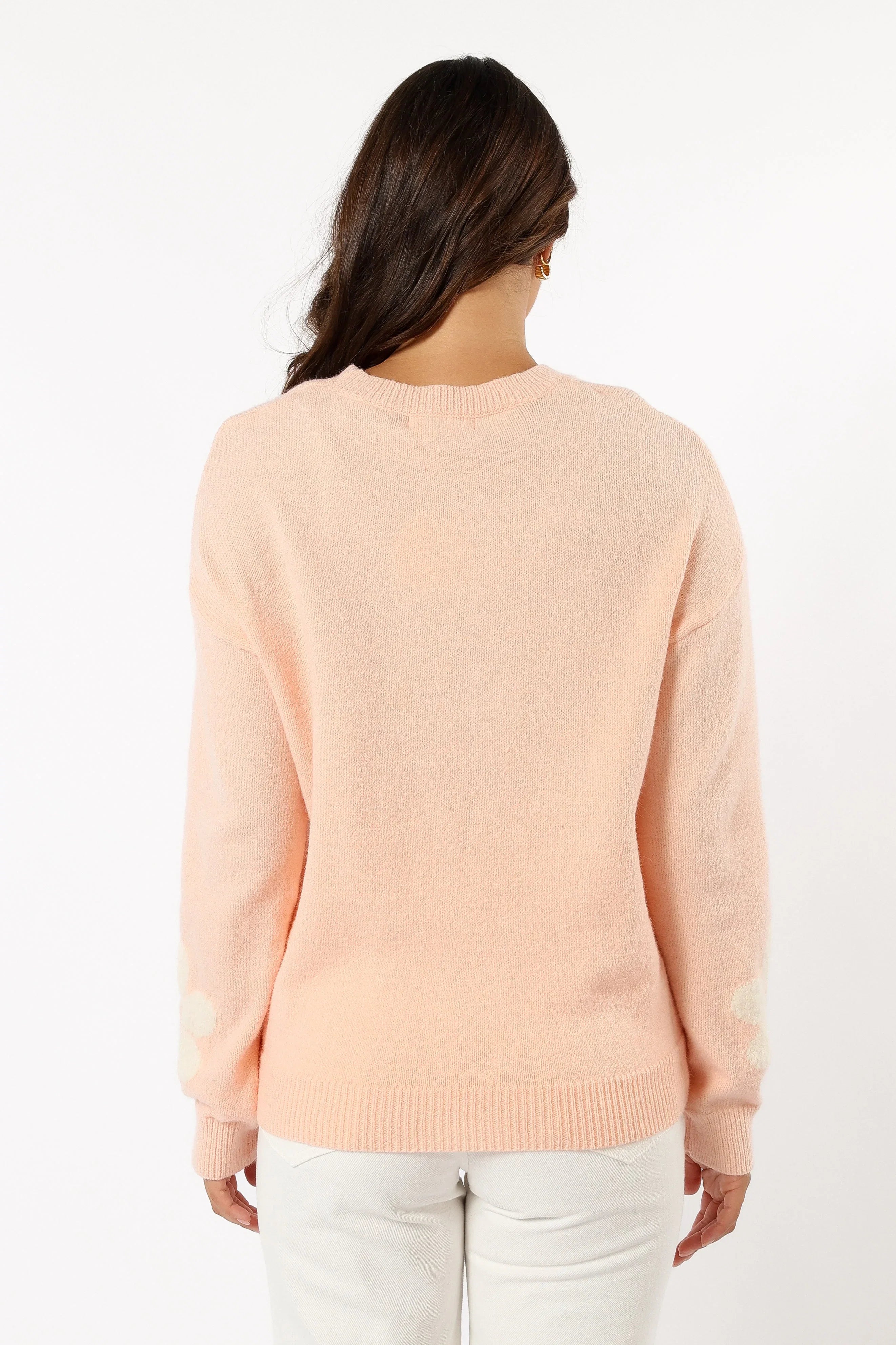 Charlie Flower Knit Sweater Pink